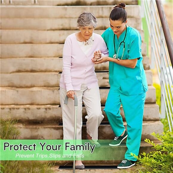 Outdoor Stair Treads Non-Slip 5-Pack, 6" x 24" with Glow-in-The-Dark Stripe - Picture 6 of 7